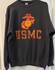 USMC VTG Sweatshirt Adult L Black United States Marine Corp. Semper Fidelis