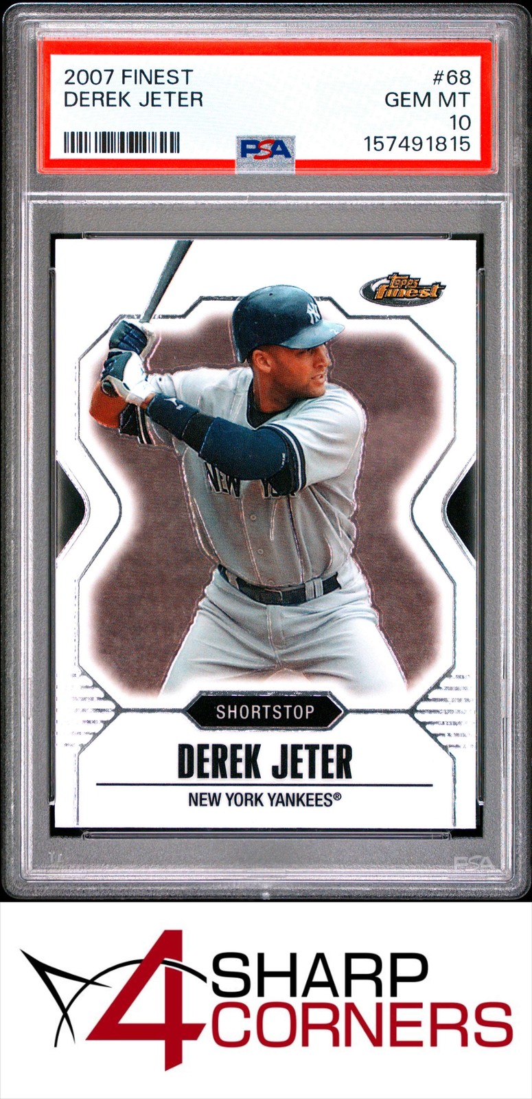 2007 FINEST #68 DEREK JETER YANKEES HOF PSA 10 view 1