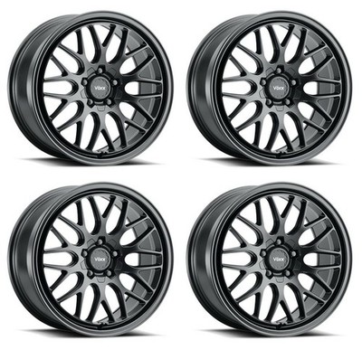 Set 4 17'' Voxx Nogara Matte Black 17x7.5 Wheels 5x4.25 5x4.5 40mm Rims