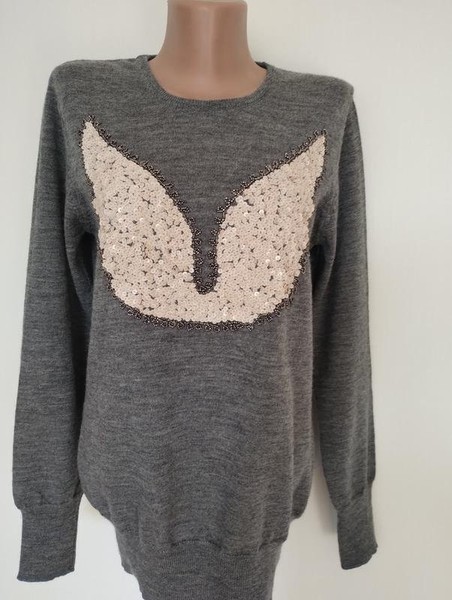 Women French Connection Sweater Grey Wool 40 / L /