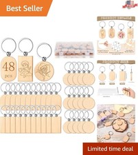 Versatile 100-Piece Wooden Keychain Set - Blank for Engraving DIY Gifts