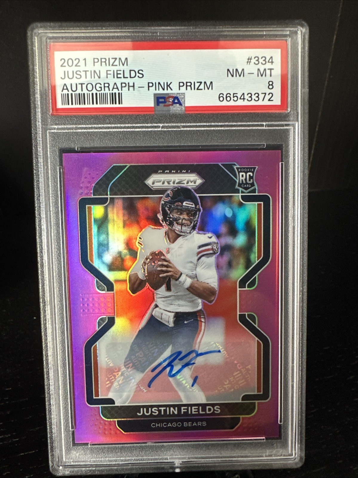 2021 Panini Prizm - Justin Fields #334 Rookie Pink Prizm Auto PSA 8