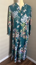 Miss Elaine NWT Teal Floral Robe Cotton Blend Size M
