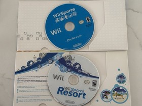 🎮Wii Sports / Wii Sports Resort Nintendo Wii Disc + Sleeves Polished ✅ TESTED🎮