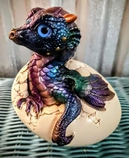 Windstone Editions "Hatching Empress" Dragon Figurine "Black Violet Peacock" '96