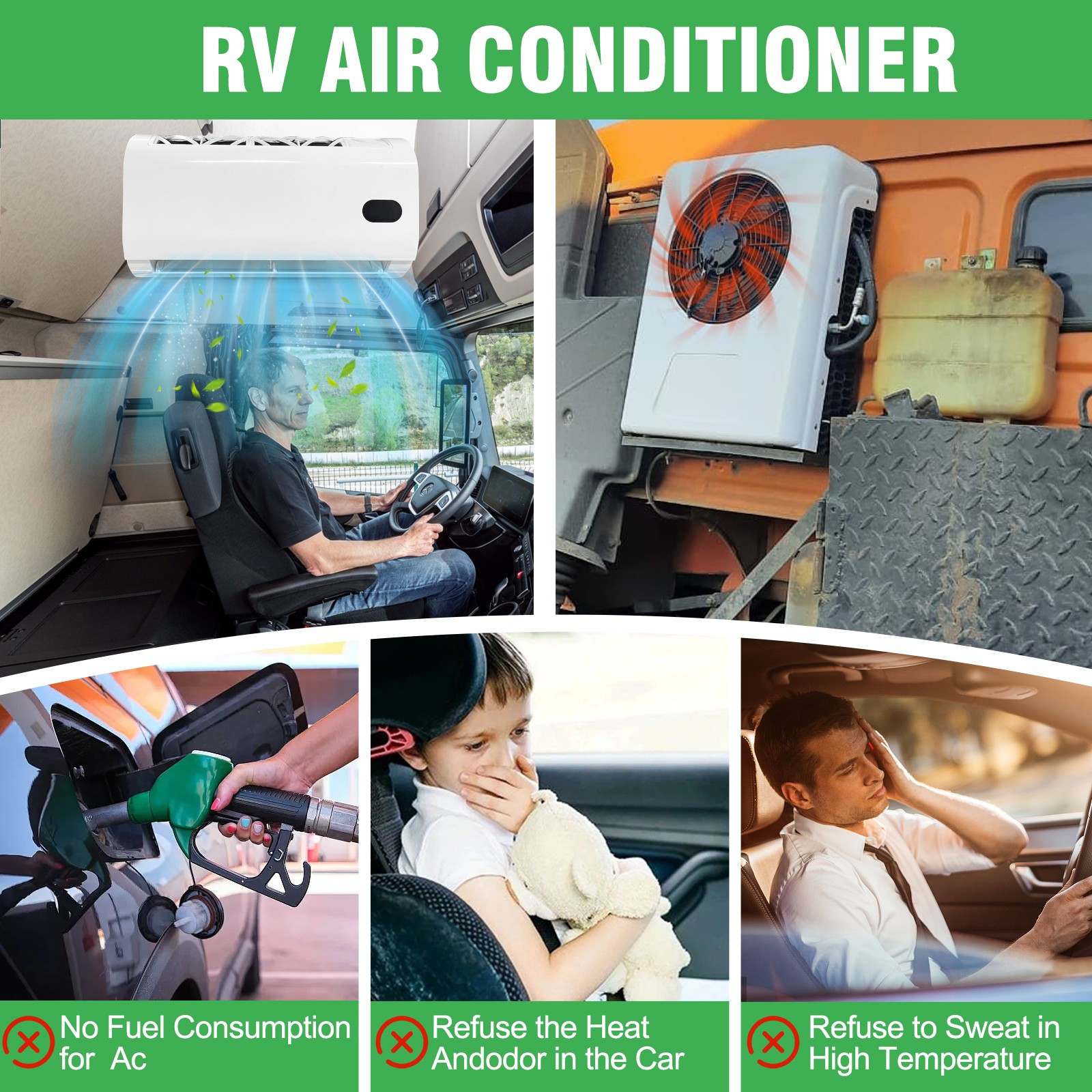 12V Split Air Conditioner AC Kit For Cooling RV Truck Tractor Trailer Campers