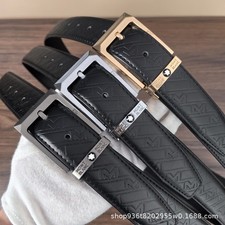 New Men's Leather Belt Embossed Cowhide Belt for Mens Business Gifts for Man