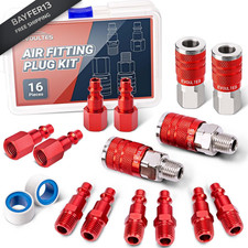 EVOULTES 16 Pieces Universal 1/4" NPT Air Hose Fittings  Coupler 1/4, Red