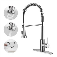Chrome Kitchen Faucets with Pull Out Sprayer Commercial Spring Sink Faucet St...