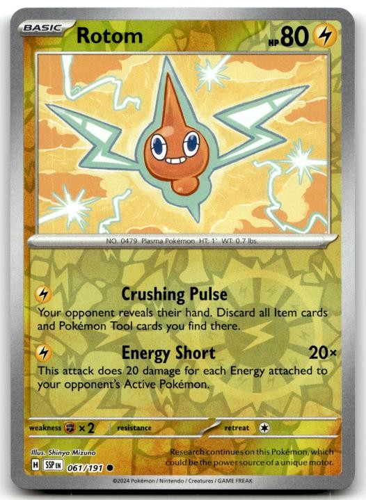 Rotom 061/191 Common Surging Sparks Pokemon Reverse Holo Lightly Played