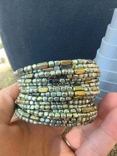 O60-Multi-Strand Metallic Beaded Cuff Bracelet