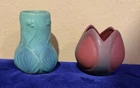Vintage Signed VAN BRIGGLE Art Pottery / Mulberry Tulip Vase  & Ming Blue Vase