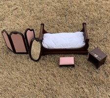 VTG Muffy Vanderbear Cherry Wood Sleigh Bed Mattress  Furniture Pieces  READ 