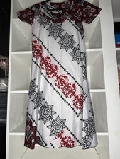 Handcrafted A-Line Short Sleeved White Red and Black One Size Fits All