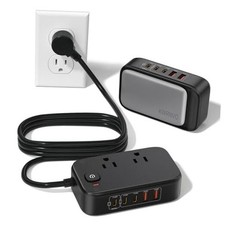 Flat USB Power Strip, 7-in-1 USB C Power Strip with 2500W AC 20W Pearl Black