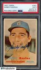 1957 Topps #302 Sandy Koufax Dodgers HOF PSA 3 PSA/DNA 10 AUTO