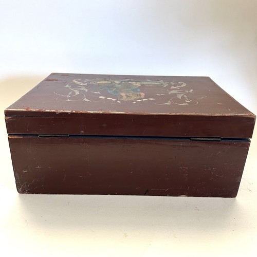 Antique German Hand Painted Keepsake Box Wagner Dragon Siegfried Fafnir Chest - Picture 5 of 14
