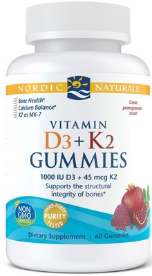 Vitamin D3+K2 Gummis, Granatapfel - 60 Stück