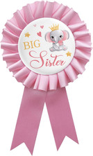 Pink Big Sister Pin, Baby Shower Button, Big Girl Birthday Tinplate Badge Pin, A