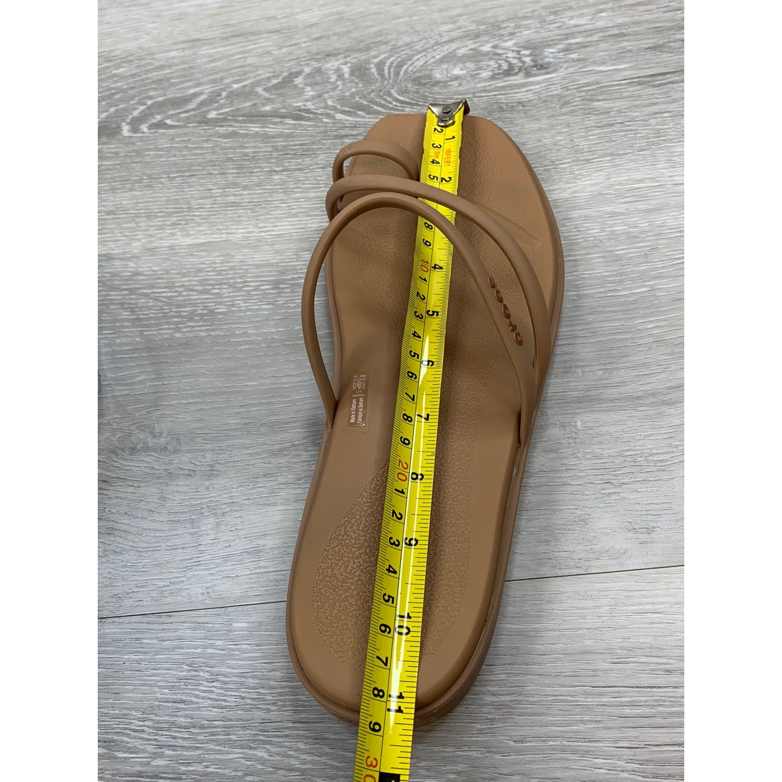 Crocs Tulum Women's  Strappy Sandal Tan 11 Square Toe Loop Slides Shoes image 8