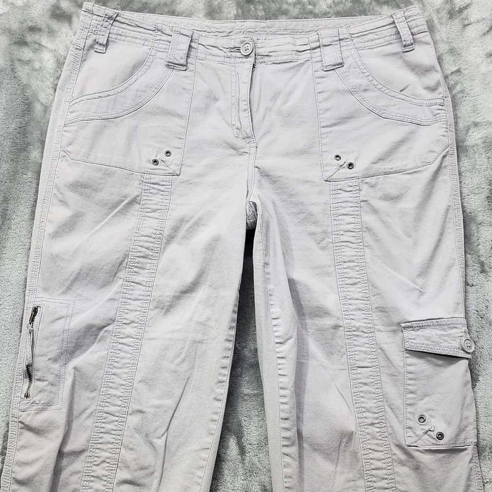 Pantalones Style&Co para mujer 14 grises tiro medio capri dobladillo elástico bolsillos con cremallera exterior Foto 2 de 4