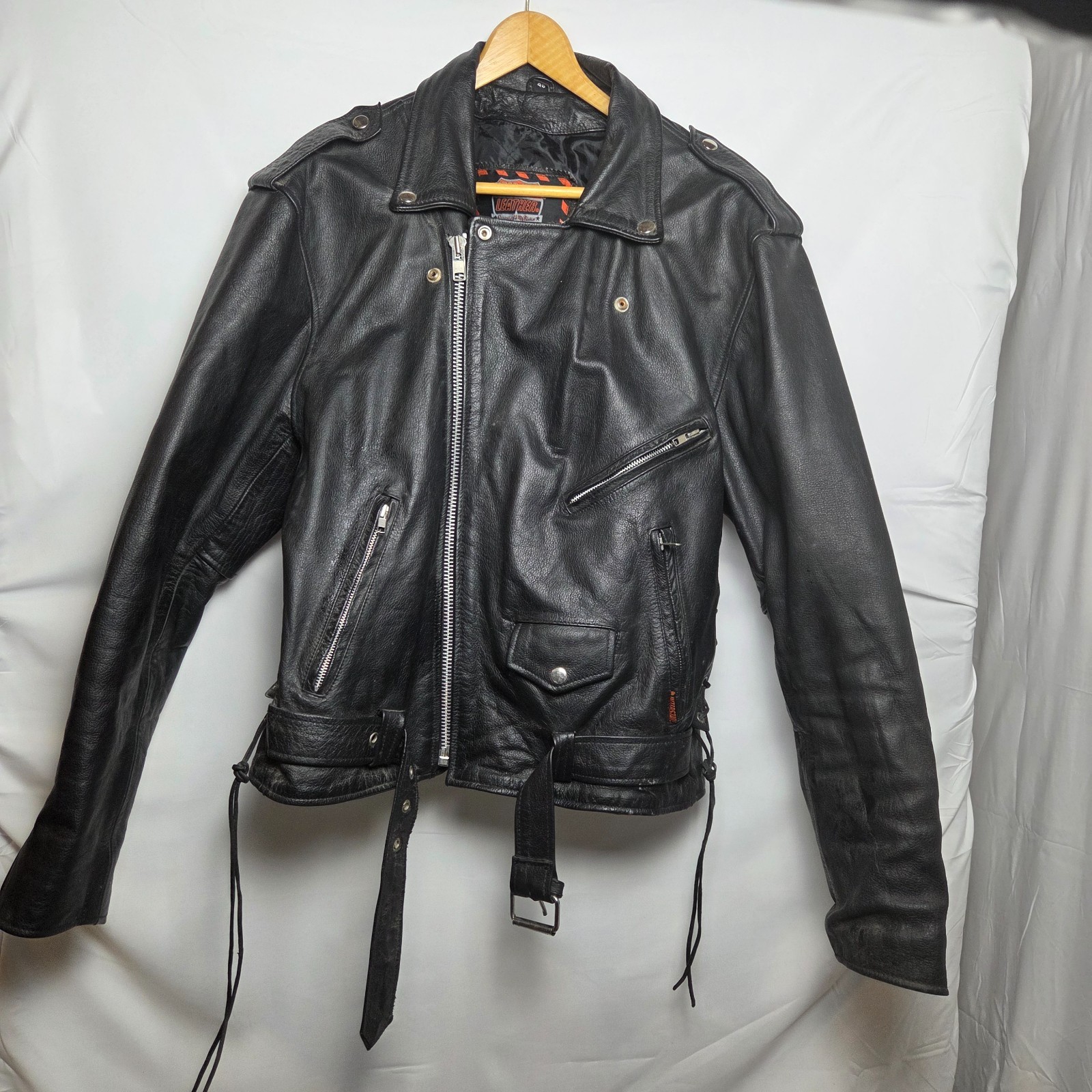 Interstate Leather Jacket 46 Black Polyester Full… - image 1