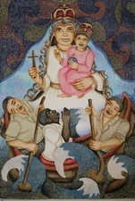 Acrylic/canvas 23x16 In  Mario Ayra "Virgen De La.caridad"  Cuban beautiful art 