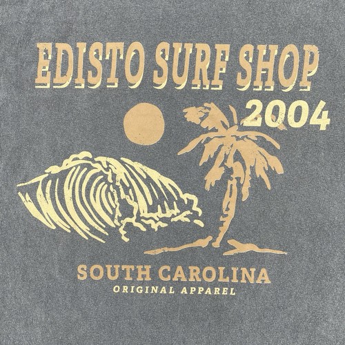 Vintage Y2K Edisto Surf Shop Shirt Adult Large Gray Short Sleeve Beach Surfer - Picture 2 of 6