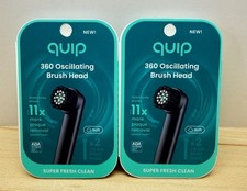 Quip 360 Oscillating Soft Black 2 Toothbrush Compact Heads Refill Lot Of 2