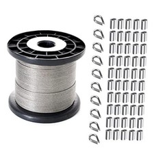 164FT Vinyl Coated Picture Hanging Wire, 2mm Stainless Steel Wire Rope Spool