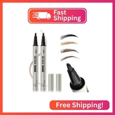2 Pack Microblading Eyebrow Pen and Brow Tint for Women with Angled Brush  Dip