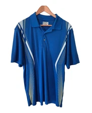 Champions Tour Golf Shirt Men's XL Blue Yellow & Gray Graphic Exc. Cond.