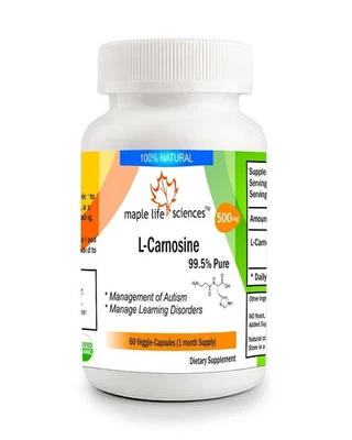 MAPLE LIFESCIENCES L-Carnosine Capsules 99.5% Pure & High Quality NO FILLERS
