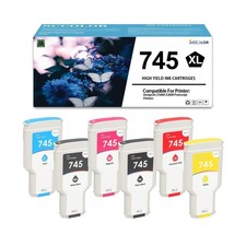 745 745XL Ink Cartridges High Capacity 300ML 6-Pack Compatible for HP 745 PF9...