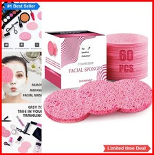 Compressed Facial Sponges 60 Count 100 Natural Cellulose Exfoliating Makeup