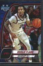Boogie Fland 2024-25 Bowman 1st U Blue Reptilian Arkansas Razorbacks #/150