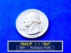 1942-P Washington Quarter  ➪  "AU"  ➪  DDO  as Pictured  ➪ 242pdd
