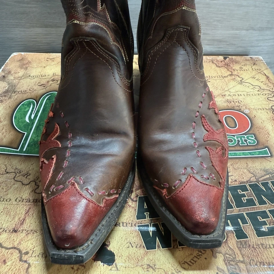 Botas para mujer Laredo talla 10 M Cullision marrón/rojo #51069 Western Foto 2 de 4