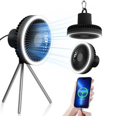 Camping-Ventilator, Outdoor Deckenventilator 10000mAh Akku Zelt Fan mit Stativ