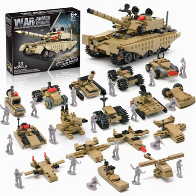 #ad Army Tank Toy Building Blocks Set with Lego Create a Armored Tank or 16 Smal $33.85