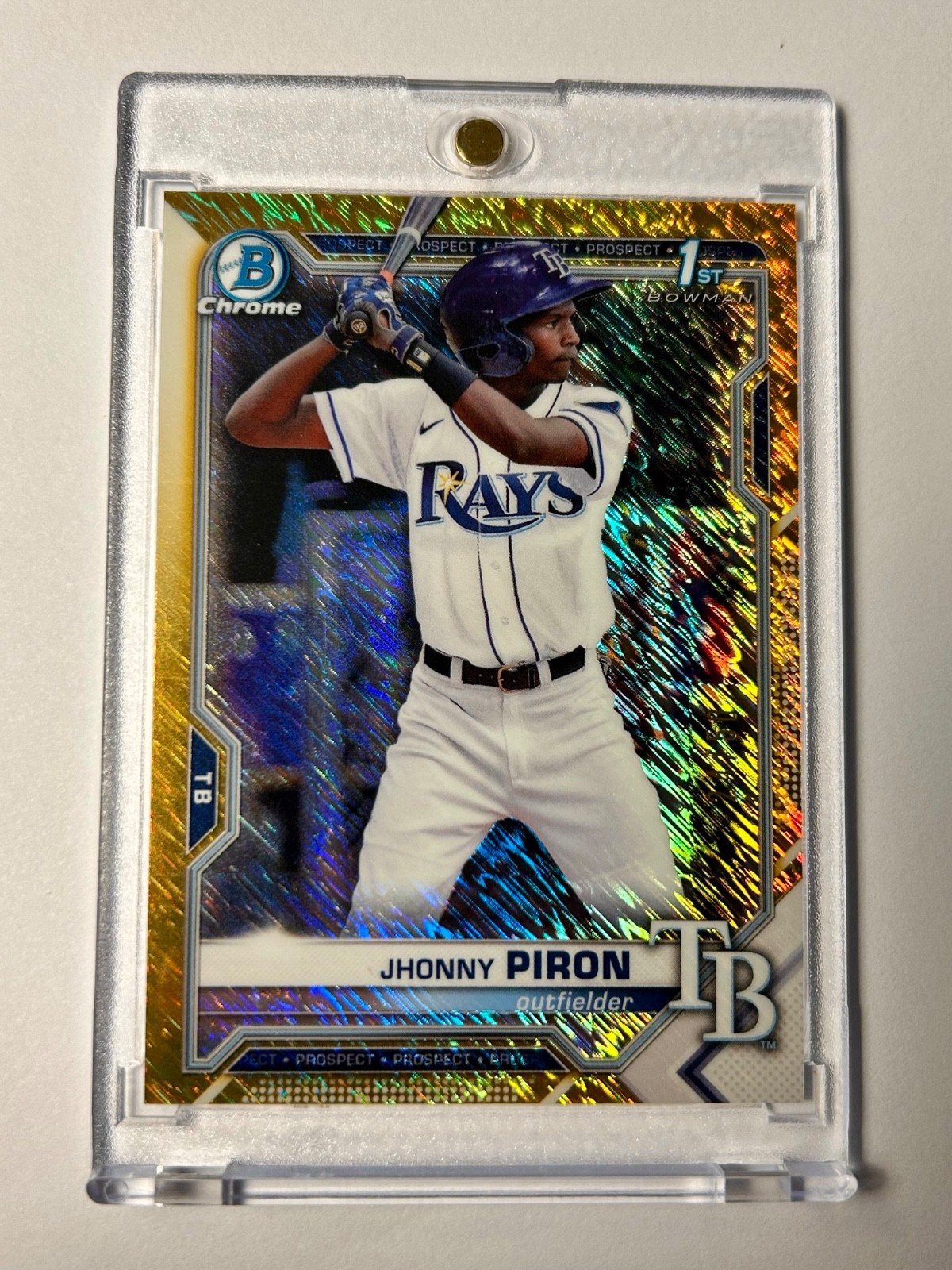 Jhonny Piron 2021 Bowman Chrome 1st #BCP-239 Gold Refractor Shimmer /50 Rookie