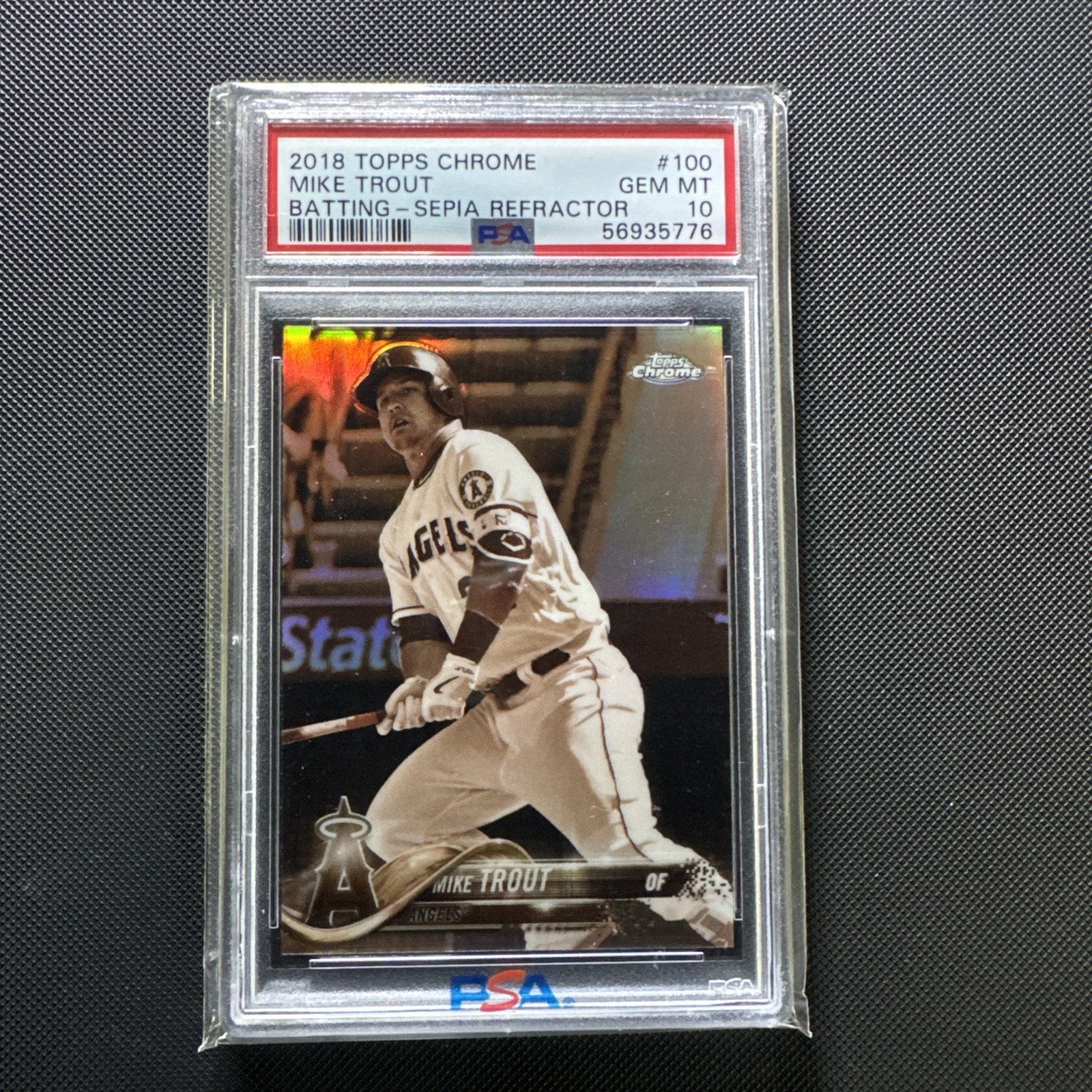 2018 Topps Chrome Sepia Refractor Mike Trout #100 PSA 10 GEM MT Angels