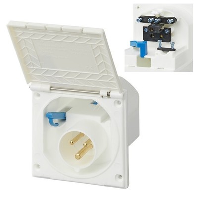 CEE Aussensteckdose 220-240V Einspeisung 16A IP44 Weiß für Wohnwagen Wohnmobil
