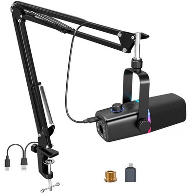 XLR/USB Dynamic Microphone for Gaming & Streaming   RGB, Tap-to-Mute