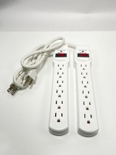 2Pk Amazon Basics Surge Protector Power Strip 6 Outlet 790J 6ft Cord White Plug