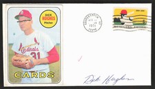 Dick Hughes Signed Pasted on Baseball Card Envelope FDC Cachet Cardinals Auto
