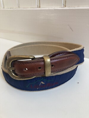 YRI Leather Canvas Belt Golf Blue Men's Size 40 100 Ledge Rock