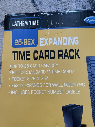 Lathem Time Expanding Time Card Rack 25 Pocket 7" Cards Wall Mount Black 25-9EX - Picture 3 of 6