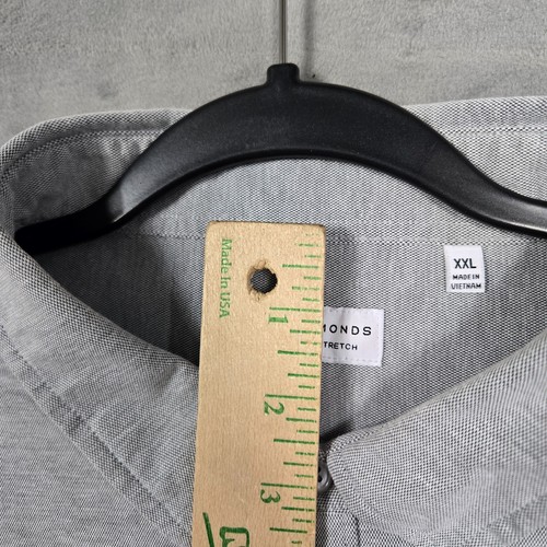 7 Diamonds Shirt Mena 2XL Gray 4 Way Stretch Oxford Button Up Long Sleeve Pocket - Picture 6 of 11