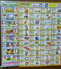 Learning Thai Language Alphabets Vowel and Tonal Mark Poster FS